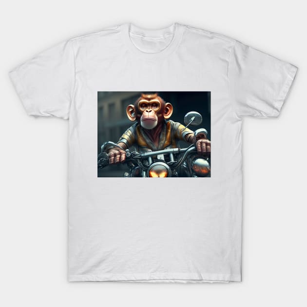 monkey driving a bike T-Shirt by CRAZYMAN